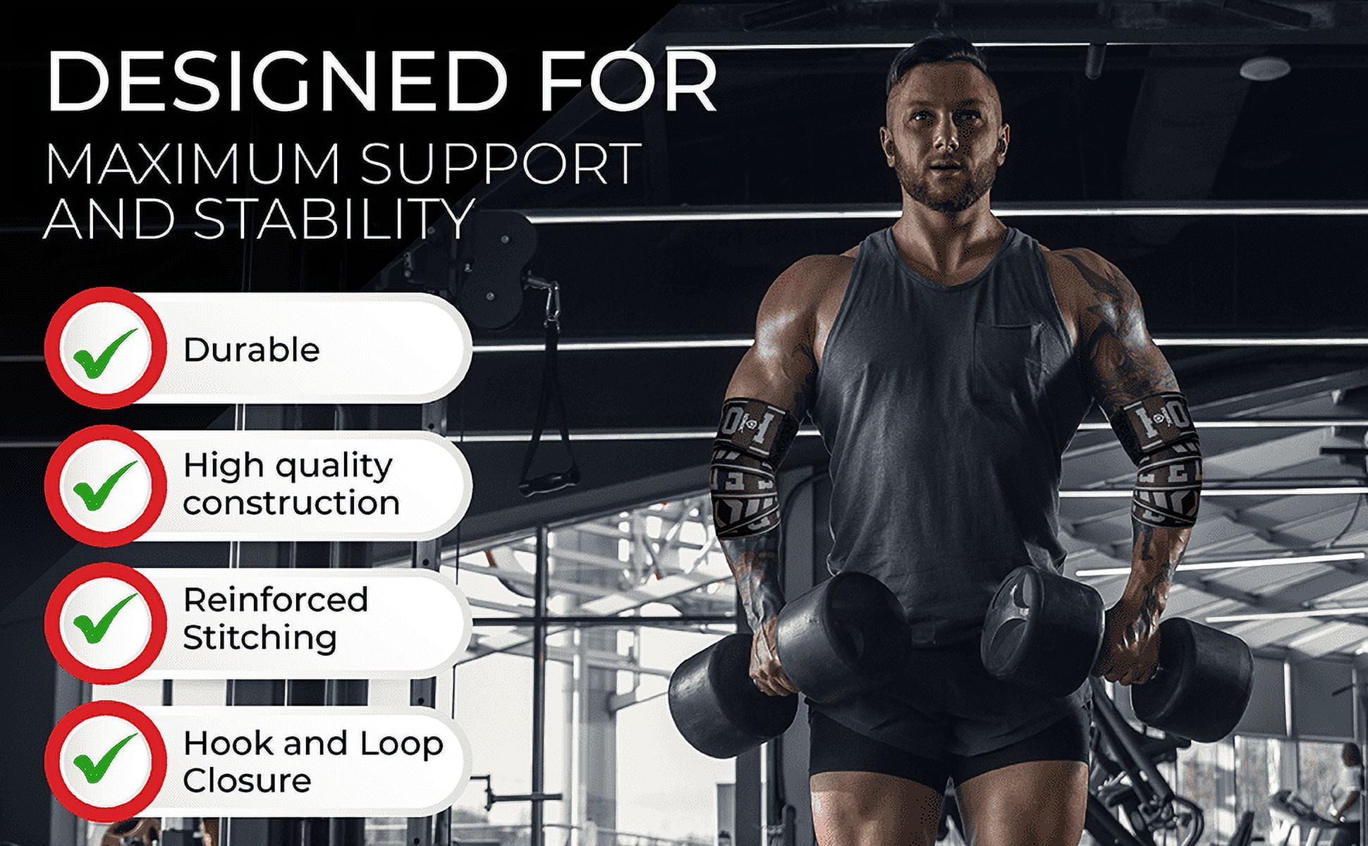 Sedroc Pro Elbow Wraps for Weightlifting Powerlifting Bench Press Gym Straps