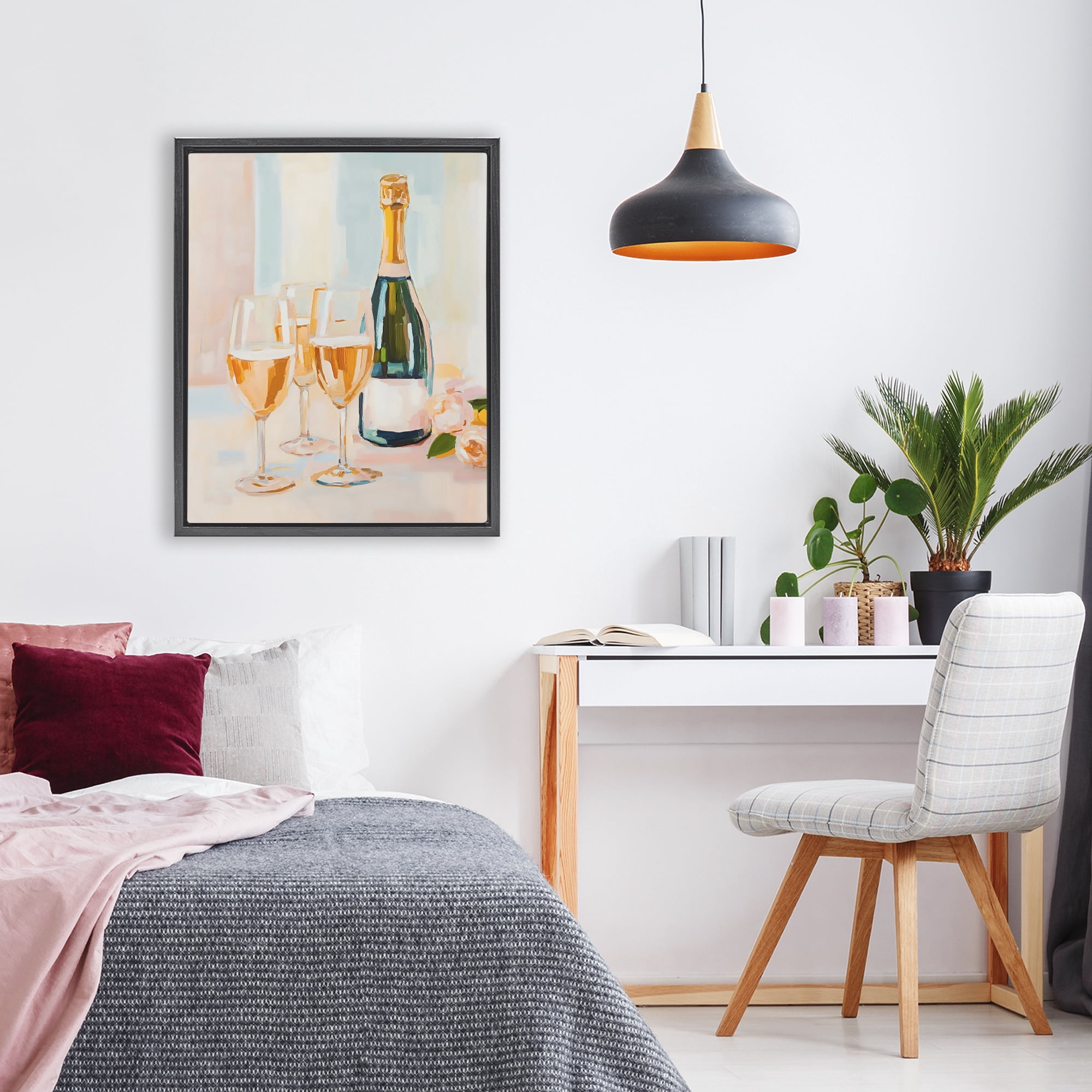 Stupell Industries Champagne Triple Toast Black Framed Floater Canvas Wall Art, design by The Prints Vibe