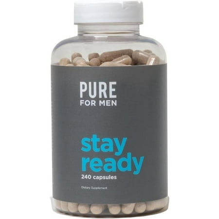 Pure for Men Original Cleanliness Stay Ready Fiber Supplement | Helps Promote Digestive Regularity | Psyllium Husk, Aloe Vera, Chia Seeds, Flaxseeds | Proprietary Formula | 240 Vegan Capsules