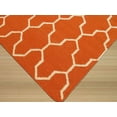 thumbnail image 2 of EORC Orange Handmade Wool Transitional Reversible Modern Moroccan Kilim Rug, 5'6 x 8', 2 of 3