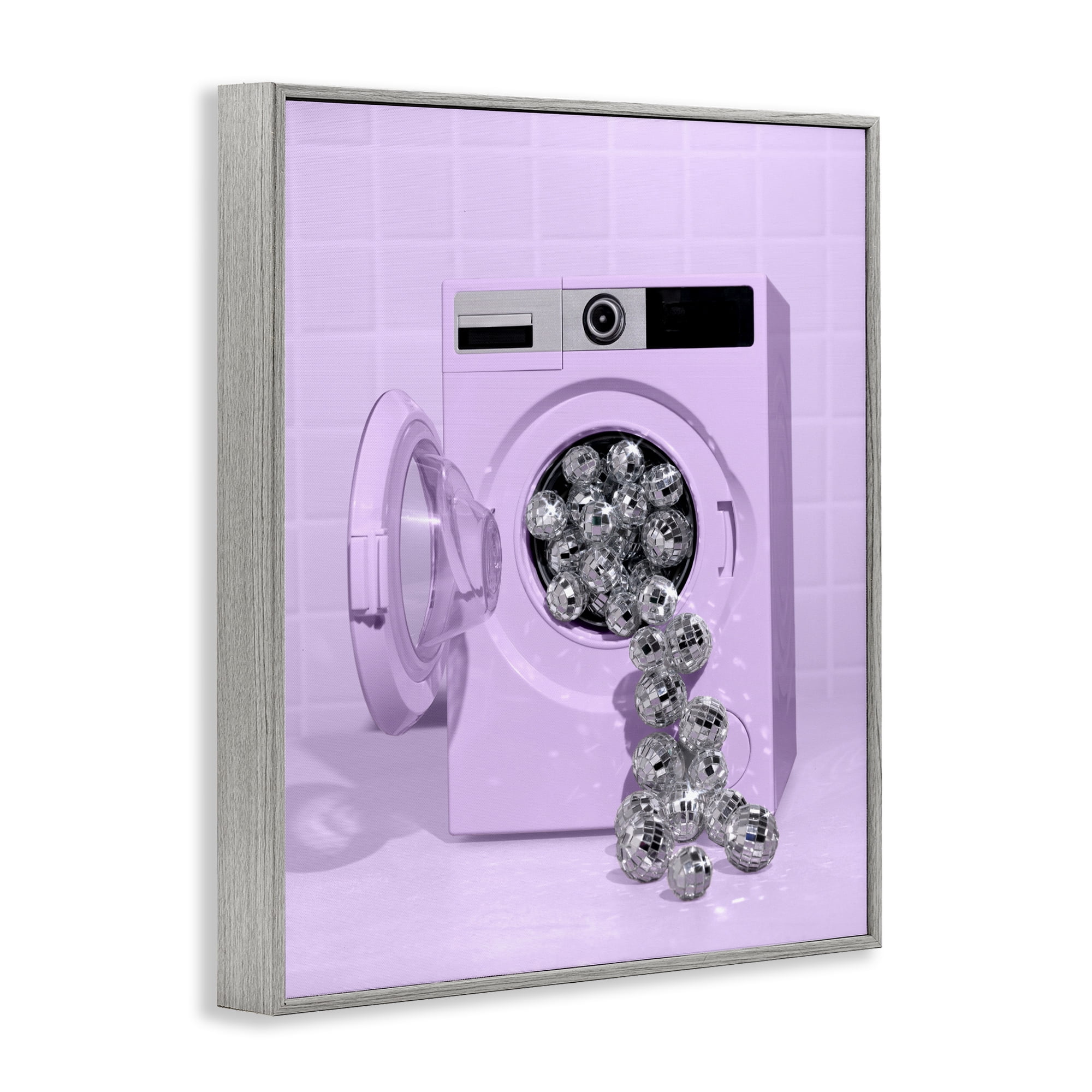 Stupell Industries Disco Laundry Machine over Purple Gray Framed Giclee Art, design by LISH Creative