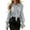Gray, variant on Layered Ruffle Front Tie Collared Blouse Puff Shoulder Flare Cuff Long Sleeve Elegant Office Top for Women Spring Fall Daily Wear S-3XL