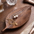 thumbnail image 5 of MMJ Wooden Tray Leaf Shaped Platter Snack Fruit Storage Organizer 11.81x4.72in Living Room Coffee Table Tea Serving Rustic Decor, 5 of 6