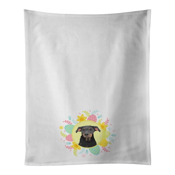 Rottweiler Black and Tan #5 Easter White Kitchen Towel Set of 2 19 in x 28 in