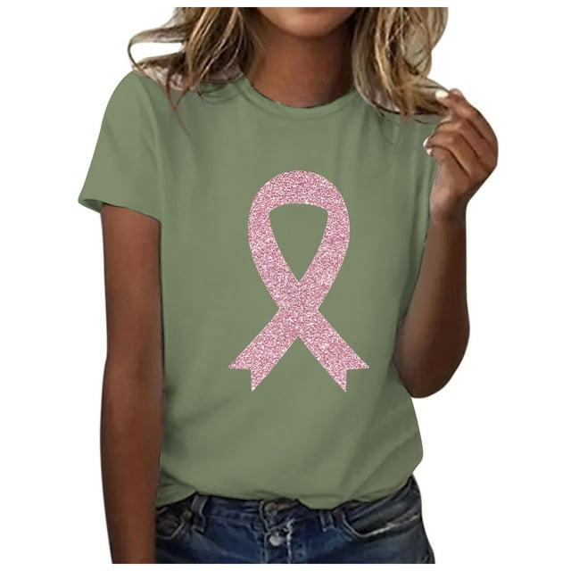 LUOGENLI Chemises pour Femmes Mode Décontractée Imprimé Ruban Promotionnel International Mois T-shirt à Manches Courtes Col Rond T-shirts Graphiques Vintage Fête de la Saint-Patrick Vert Armée m