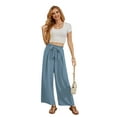 thumbnail image 5 of Uvplove Women High Waisted Palazzo Pants Wide Leg Casual Flowy Tie Knot Trousers with Pockets misty blue-l, 5 of 6