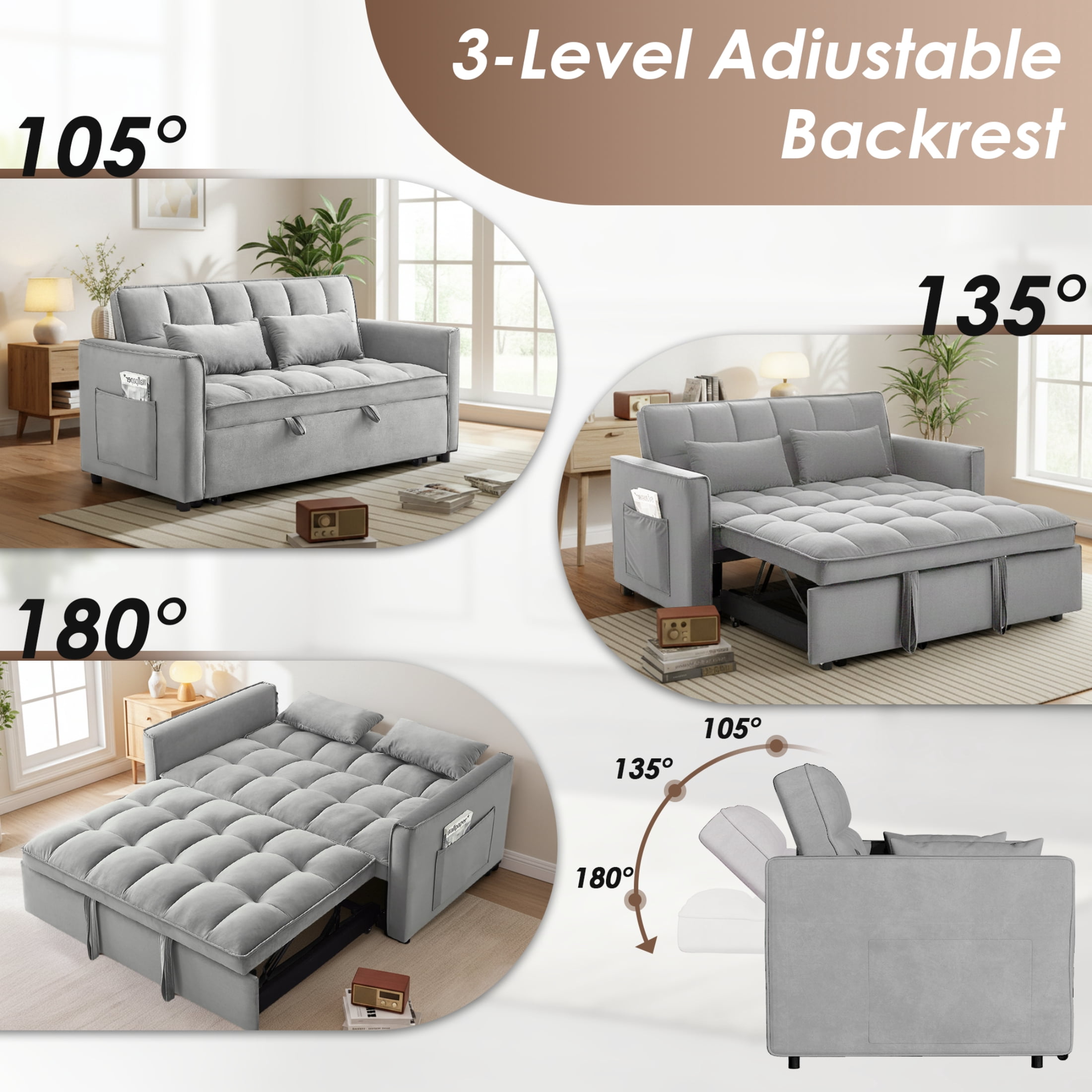 Sofa Bed, Gray