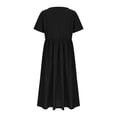 thumbnail image 6 of Spazoro Little and Big Girls A-line Dresses, Comfortable Short Sleeve Solid Color Round Neck Casual Dresses for Girls Black Size 11-12T, 6 of 7