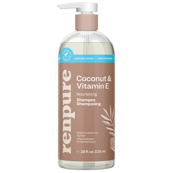 Renpure Coconut & Vitamin E Nourishing Shampoo, for All Hair Types, 28 oz