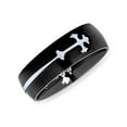 thumbnail image 2 of Bling Jewelry Mens Religious Maltase Fleur De Lis Cross Wedding Band Ring Black Stainless Steel, 2 of 4