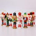 thumbnail image 2 of Christmas sale! 5 Pack Wooden Nutcracker Figure Ornaments, Wood Soldiers Set for Christmas Tree, Xmas Holiday Decorations, 5 inches, 2 of 7