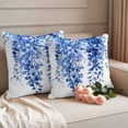 thumbnail image 2 of Blue Botanical Outdoor Waterproof Pillow Covers, Spring Foliage Eucalyptus Leaves Decorative Square Throw Pillowcase Sofa Cushion Sham for Patio/Couch/Chair, 18"x18" 2 Pack, 2 of 8