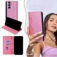 thumbnail image 4 of For Samsung Galaxy A36 5G Case, Wave Curves and Sequins Design Onto PU Leather Case,Wallet Case Folding Flip Kickstand Case with Card Slots Protective Cover for Samsung Galaxy A36 5G,Pink, 4 of 9
