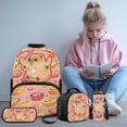 thumbnail image 2 of Bulopur Kids 17 Inch School Backpack, 4 PCS Pink Watermelon Chef Capybara Print Bookbag with Lunch Box, Water Bottle Holder and Pencil Case for Kids Aged 4-8, 2 of 8