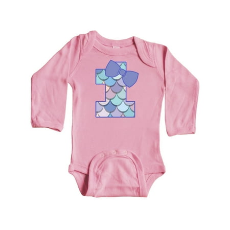 

Inktastic 1st Birthday Mermaid 1 Year Old Gift Baby Girl Long Sleeve Bodysuit