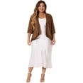 thumbnail image 3 of DARING DIVA Plus Size Bolero Outfits Lace Panel Sheer Cardigans 1X Brown, 3 of 6
