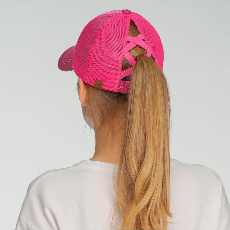 ponycap messy high bun ponytail adjustable glitter mesh  display picture 2