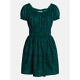 thumbnail image 6 of Time and Tru Women's and Women's Plus Cotton Peasant Mini Dress With Puff Sleeves, Sizes XS-4X, 6 of 6