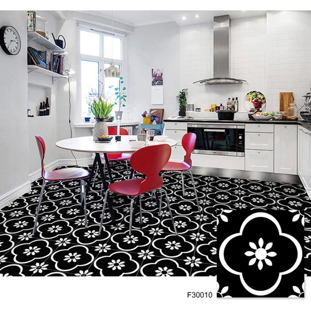 Labymos 6PC/Set Self Adhesive Retro Tile Stickers Waterproof PVC Removable Wall Stickers Decals DIY Wallpapers