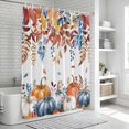 thumbnail image 6 of Fall Eucalyptus Pumpkins Shower Curtain, Waterproof Shower Curtains for Bathroom, Thanksgiving Blue Autumn Leaves Washable Fabric Bathtub Curtain Set Bath Decor with 12 Hooks 48"x72", 6 of 8
