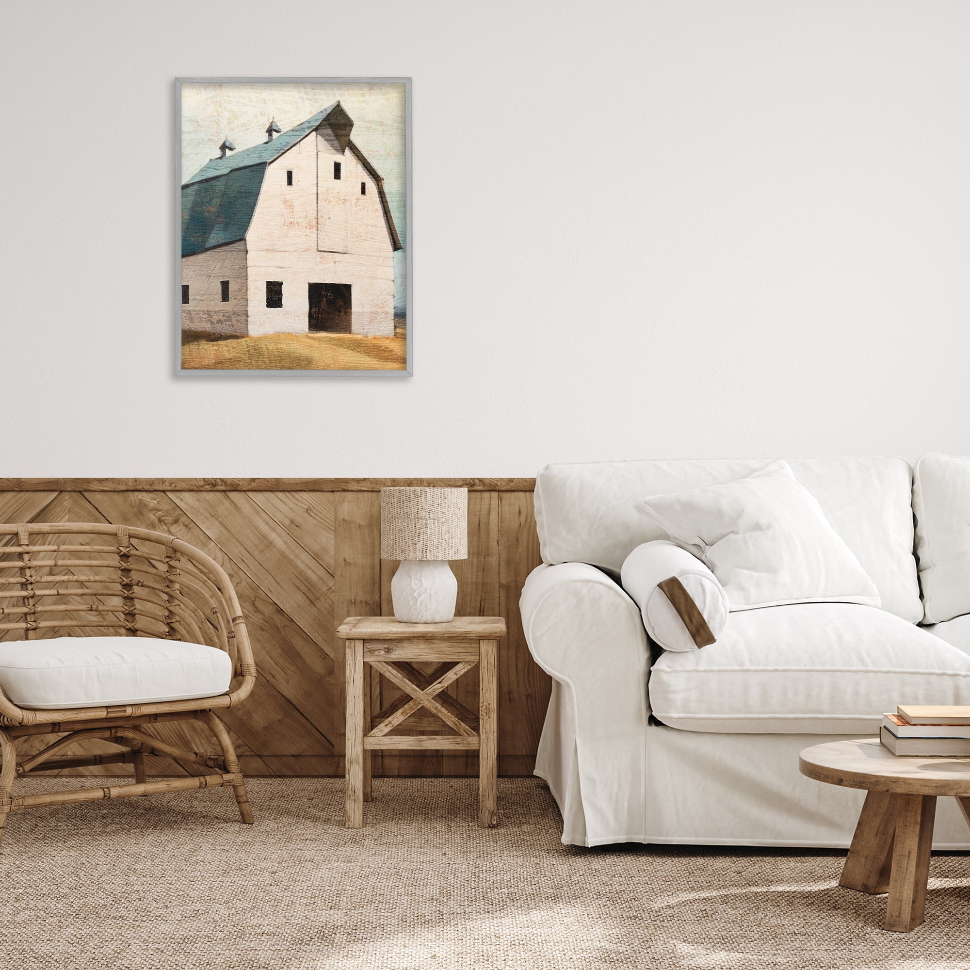 Stupell Industries Rustic Big Barn Blue Gray Framed Giclee Art, design by Susan Jill