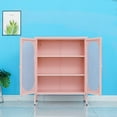 thumbnail image 5 of 2 Mesh Door Metal Storage Cabinet for Bed Room,Living Room,Home,Hotel,Office,Garage,Kitchen,3-Tier,2 Removable Shelves (Mesh Door Cabinet, Pink), 5 of 7