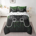 thumbnail image 2 of jejeloiu Teen Video Game 7-Piece Bedding Comforter Set,Gamepad Game Lover King Bedding Sets,Green Black Bed Sheets For Boys,Ultra Soft Home Decor Reversible, 2 of 8