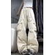 thumbnail image 1 of Pantalones casuales americanos de verano para mujer, pantalones de tubo recto, de pierna ancha, con cintura alta, pantalones adelgazantes, 1 of 6