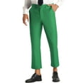 thumbnail image 5 of INSPIRE CHIC Men's Formal Cropped Pants Solid Color Flat Front Dress Trousers 36 Green, 5 of 6