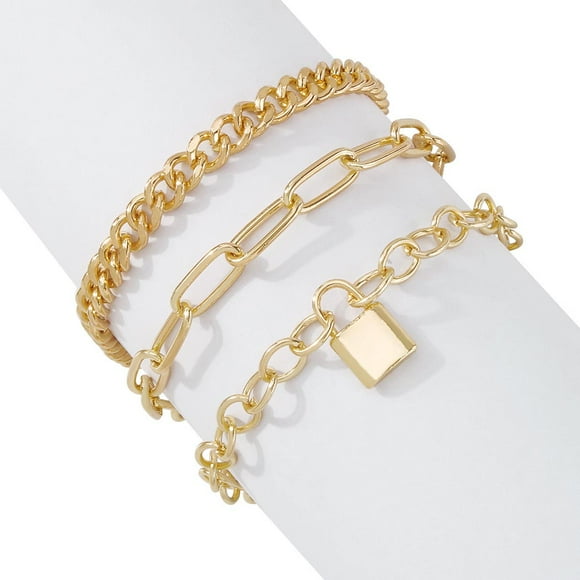 Femmes Ankinet Alliage Fashion - 3pcs Lock Chain Chaîne Ankée Bracelet Bijoux à pied