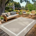 thumbnail image 3 of Waterproof Outdoor Plastic Straw Rug 8x10 - Reversible Bordered Minimalist Patio Carpet with 4 Stakes & Storage Bag, Indoor/Outdoor Mat for Deck, Backyard, Patio, RV, Camping, Beach, 3 of 8