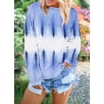 thumbnail image 3 of Femmes Sweat-Shirt à Manches Longues Colorblock Tie Dye Imprimé Pull Tops, 3 of 6