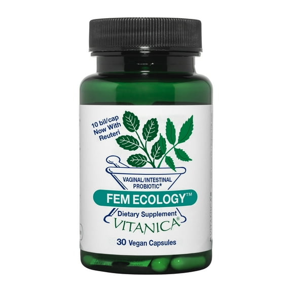 Vitanica FemEcology, Vaginal and Intestinal Probiotic Support, Vegetarian, 30 Capsules