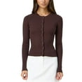 thumbnail image 1 of Sylvamorning Women's Cardigan Solid Color Sweater Long Sleeve Crew Neck Knitwear Button Up Jumpers Tops Ribbed Tops Trend Clothes for Autumn, 1 of 6