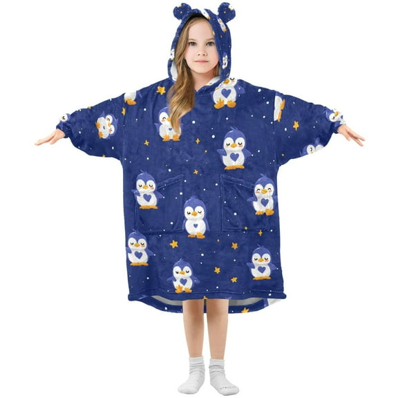 joogoo Wearable Blanket Cute Penguins Hoodie for Oversized Sherpa Hooded 3-14 YR M