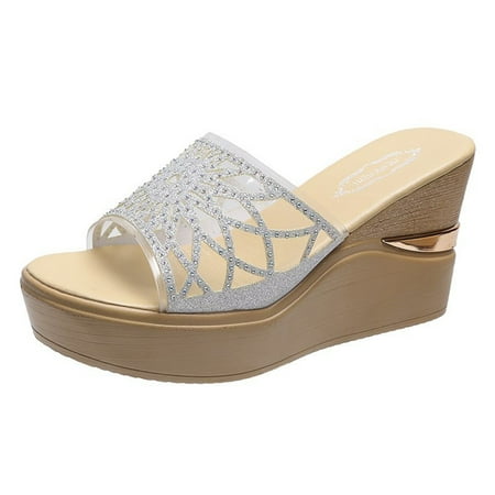 

knqrhpse slippers for women Summer Fashion Wedges Open Toe Beach Shoes Roman Sandals womens slippers house slippers for women