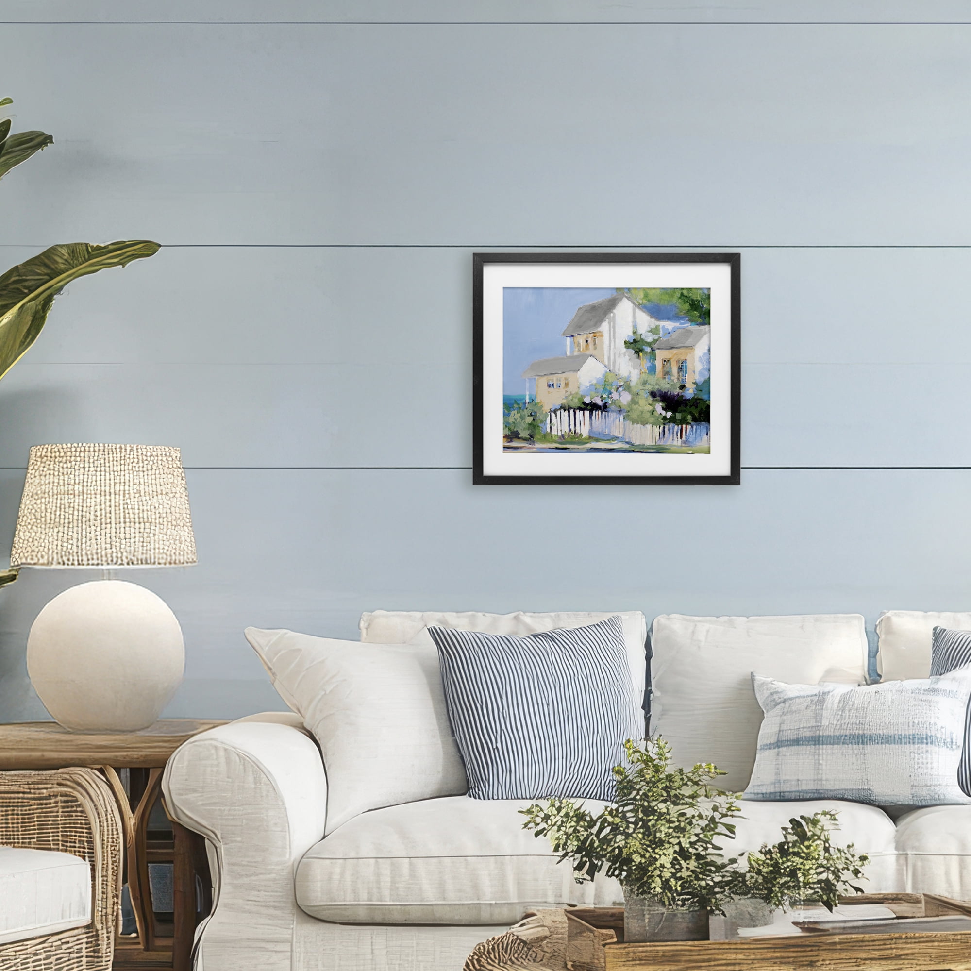 Stupell Industries Living by the Water Cottage Black Framed Print Under Glass, design by Jane Slivka