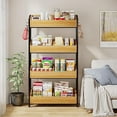 thumbnail image 3 of Tribesigns 4-Tier Wooden Utility Pantry Shelf Unit for Snacks, Wood Fruit and Vegetable Basket Stand Rack for Kitchen, Office, Store, Supremarket, Oak & Black, 3 of 5