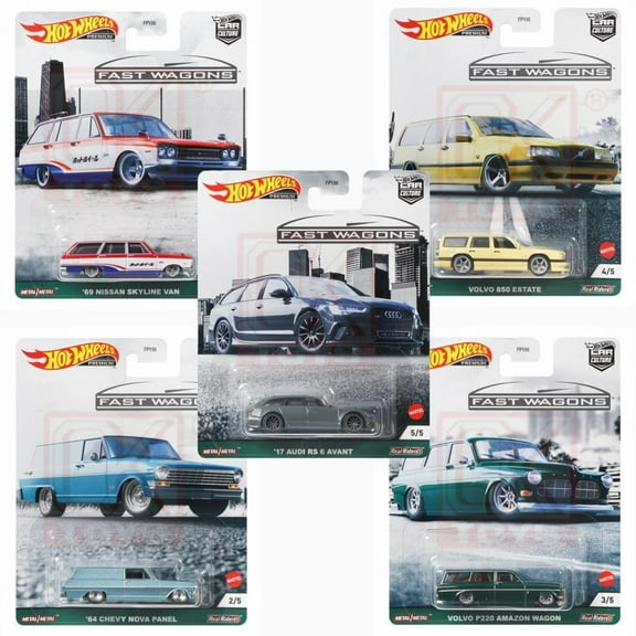 2021 Hot Wheels Car Culture Fast Wagons Series Set of 5, 1/64 Diecast Model Cars