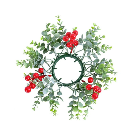CASAFUN Artificial Christmas Wreath Candle Holder Candle stick Garland for Front Door Window , Flocked Xmas Door Wreath Christmas Decoration for Outdoor Fall Winter
