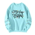 thumbnail image 4 of Women's Long Sleeve Sweatshirt Casual Crewneck Loose Fit Pullover Fleece Tops with Christmas Print, Perfect for Holiday and Casual Wear, Comfortable and Stylish,Blue,M, 4 of 6