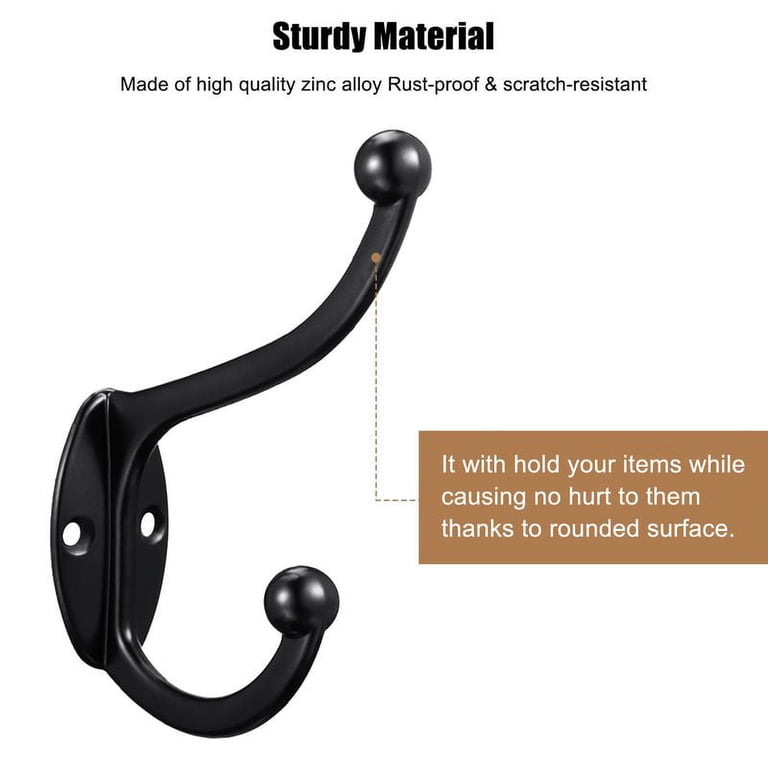 Qweryboo Dual Prong Coat Hooks, 10-Pack (Black) photo 6