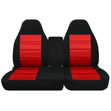 Fits 2001-2003 Ford F-150 Truck Seat Covers 40/60 High Back W Console Cover Black and Red