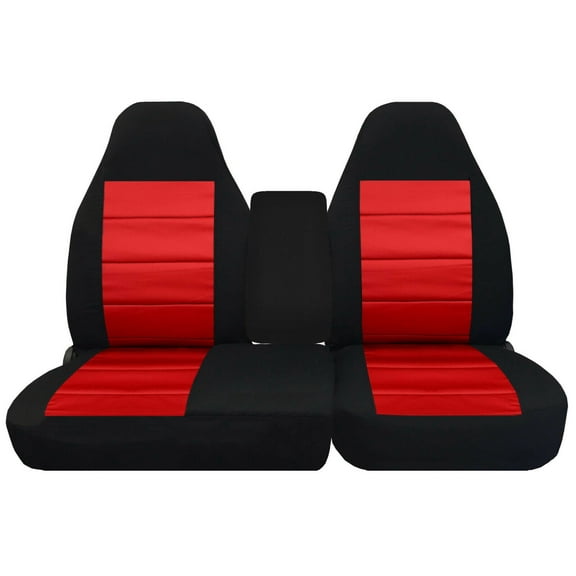 Fits 2001-2003 Ford F-150 Truck Seat Covers 40/60 High Back W Console Cover Black and Red