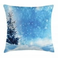 thumbnail image 1 of Winter Throw Pillow Cushion Cover, Artistic Rendition of Snowy Season of Year Frozen Pine Tree Snowflakes Falling Down, Decorative Square Accent Pillow Case, 20 X 20 Inches, Blue White, by Ambesonne, 1 of 2