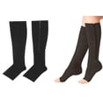 thumbnail image 1 of Zip Sox Cobre Soporte de compresión Medias Venas varicosas Calcetines para hombres Mujeres- Negro Zip It TBZSIMCMOSMBLKT073144, 1 of 5