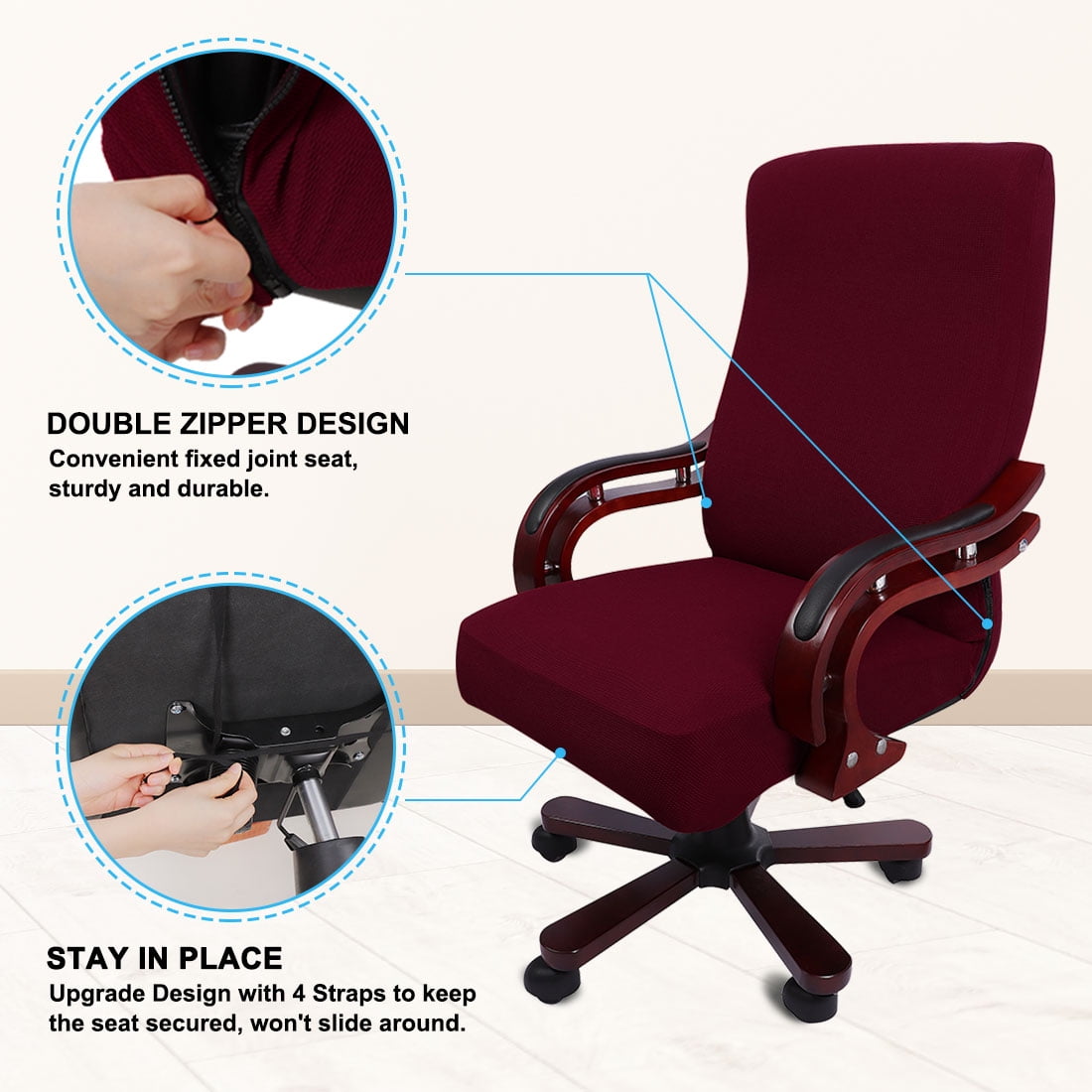 Unique Bargains Stretch Office Chair Cover Armchair Protector Slipcovers Burgundy L