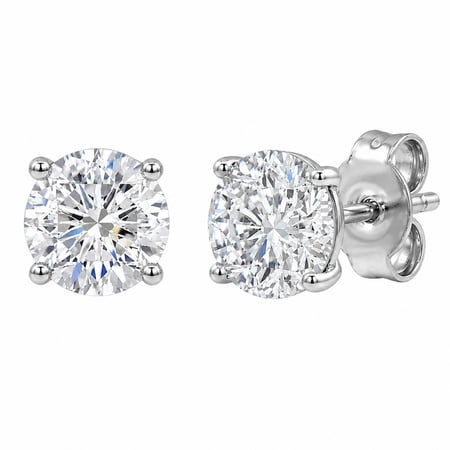 Diamonair Lab-Grown Diamond Stud Earrings for Women | Sterling Silver | Round Cut | Prong, Push Back | F Color, VS+ Clarity | 1.00 Total Carat Weight | Anniversary, Wedding, Birthday Gift