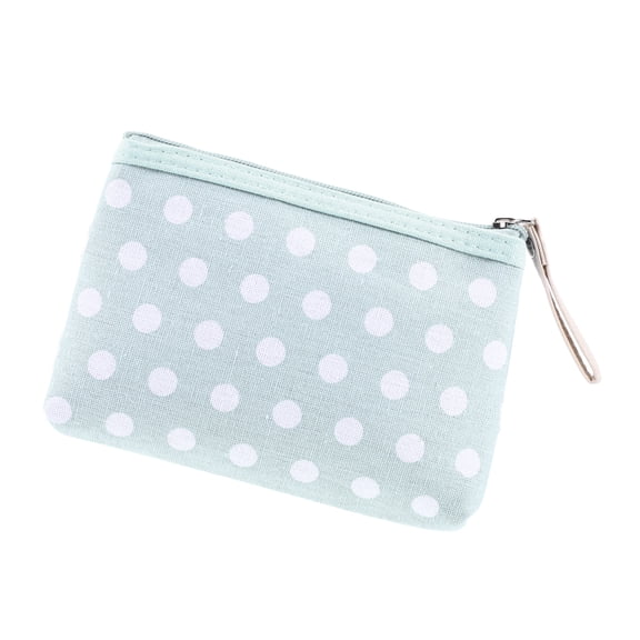 Vocoste Women Durable Dots Cosmetic Bag for Travel Vacation Bathing Wedding Light Green Canvas