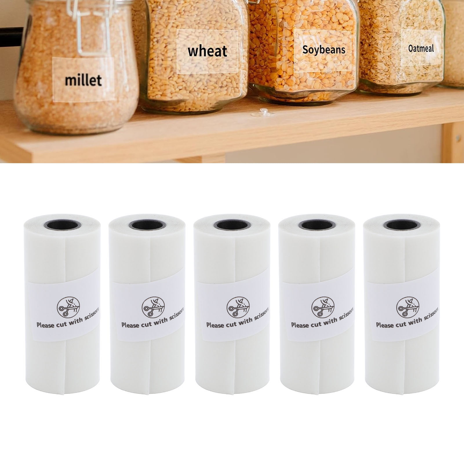 Thermal Printing Paper, Thermal Paper Wear Resist Strong Adhesive 5 Roll Water Proof  for Diary Make Lists Take Notes